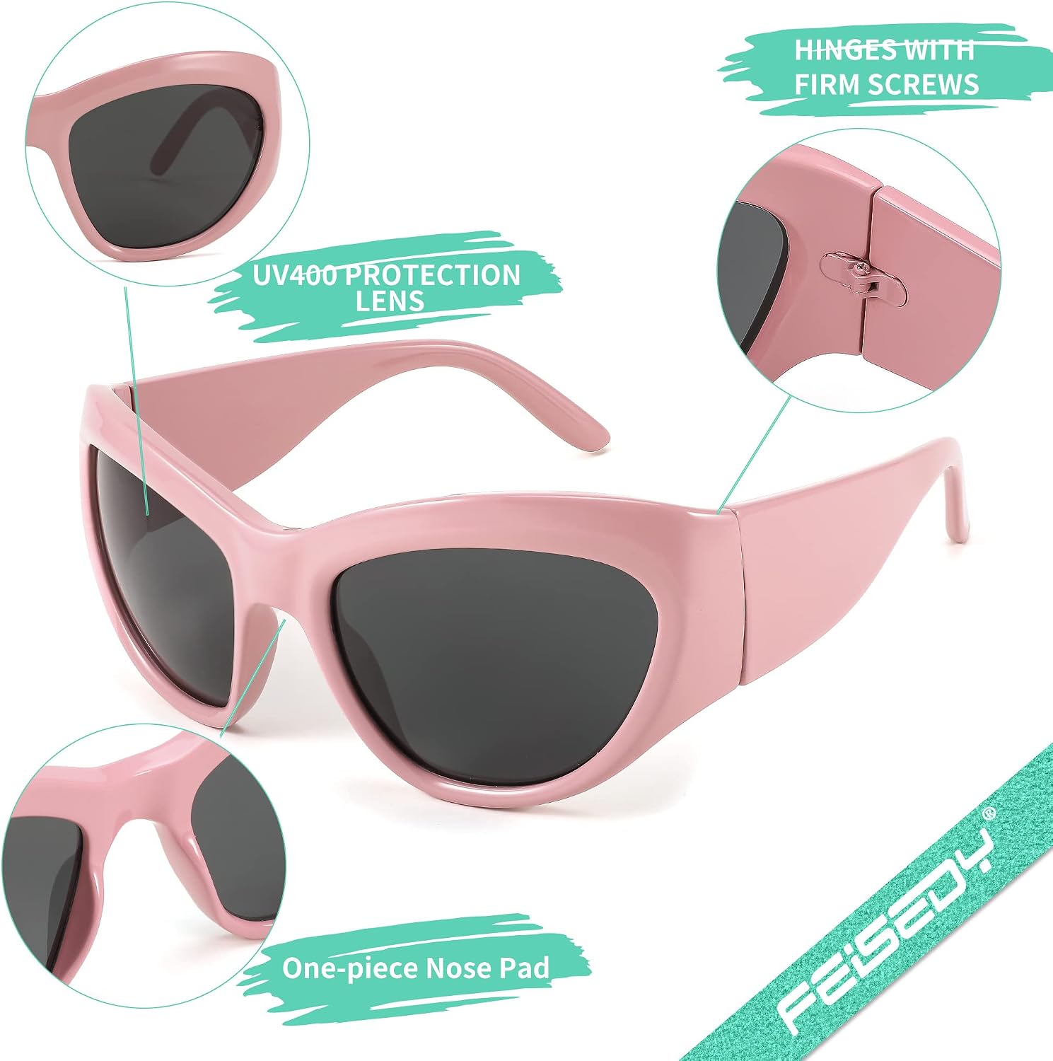 商品图片 30 | B0BQBWYZF6 | FEISEDY Trendy Y2k Sunglasses Women Men Oversized Shield Sunglasses Fashion Wrap Around Futuristic Glasses B2359