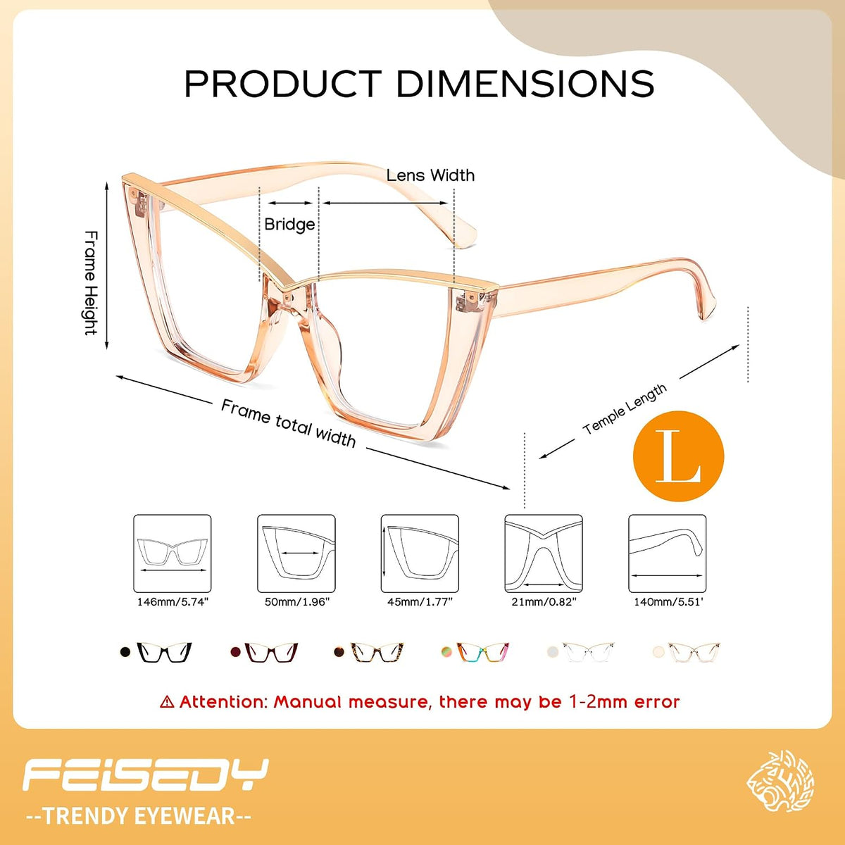 ÉÌƷͼƬ 14 | B0DGX4KTLX | FEISEDY Fashion Cat Eye Blue Light Blocking Glasses for Women Fake Retro Eyeglasses Oversized Stylish Eyewear Frame B0240