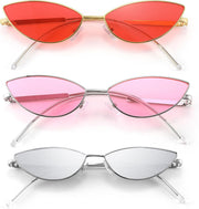 2pack Pink + Red + Silver / 58 Millimeters | B0DZXKBNMP | FEISEDY Y2K Sunglasses for women Men Fashion Cateye Designer B2298