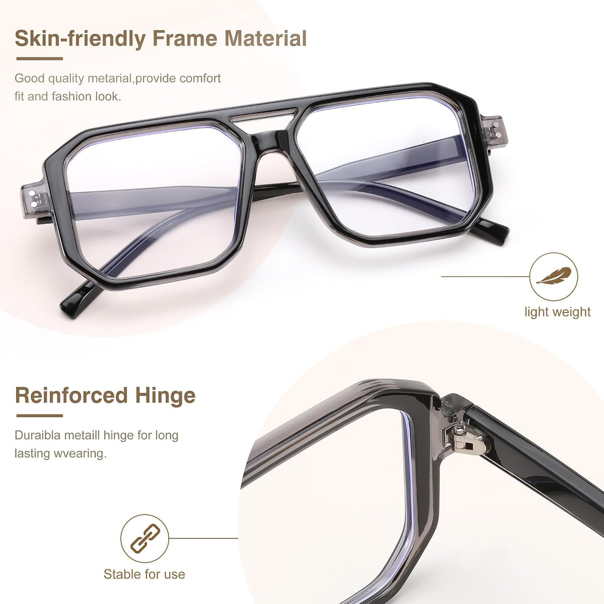 ÉÌƷͼƬ 16 | B0D3P82MGV | FEISEDY Blue Light Blocking Glasses, Aviator Frame Computer Reading/Gaming/TV/Phones Glasses for Women Men B0165