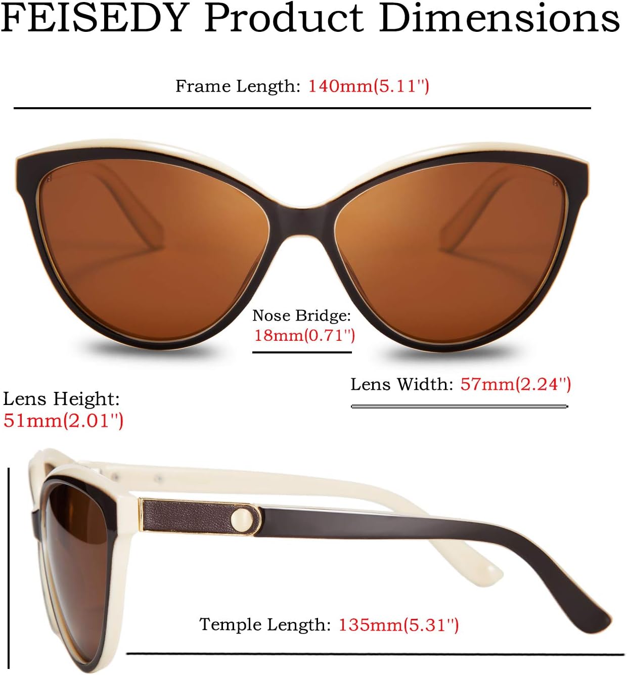 商品图片 7 | B07VB227XS | FEISEDY Classic Cateye Polarized Sunglasses for Women 100% UV Protection B2512