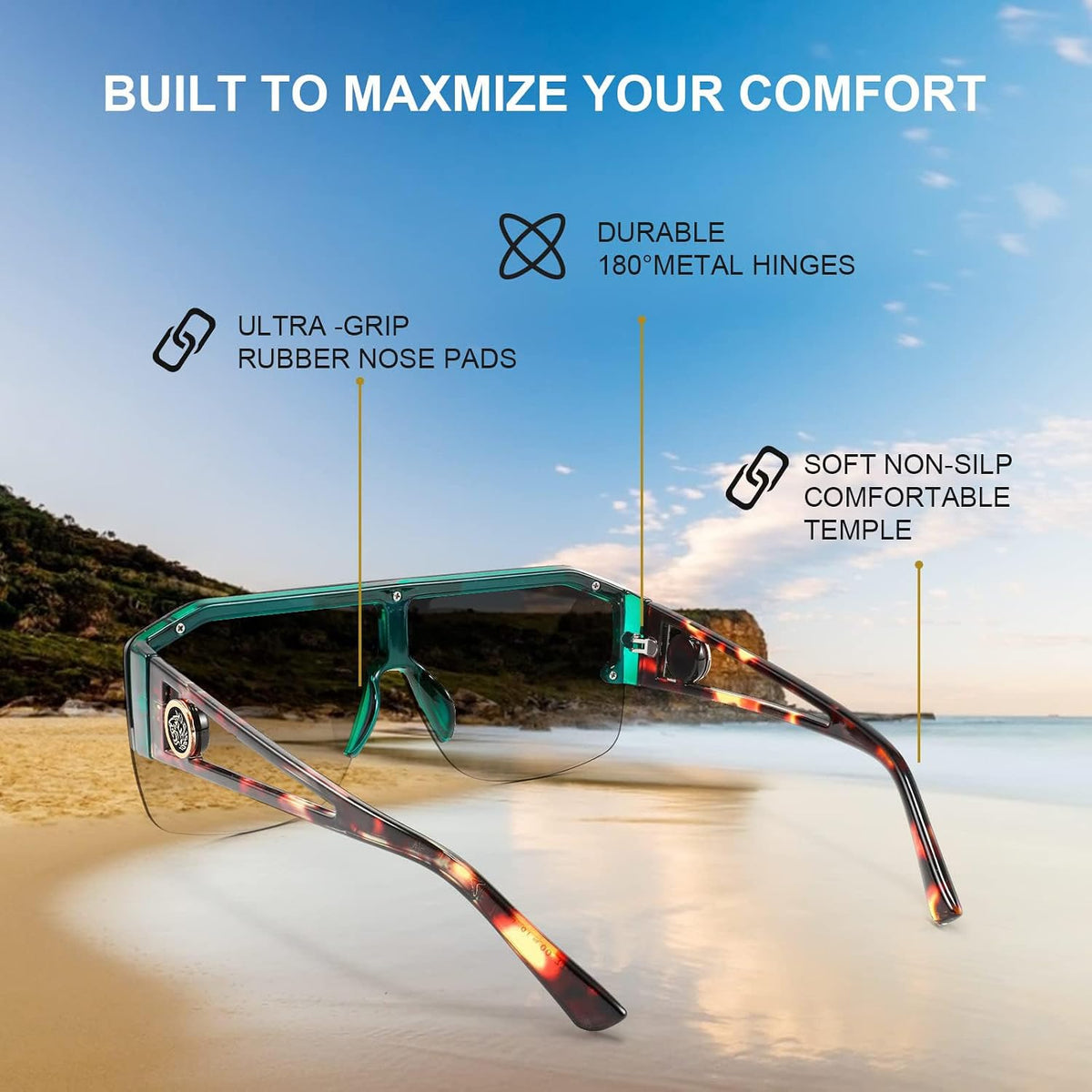 ÉÌƷͼƬ 7 | B09L4V27YS | FEISEDY Square Oversized Sunglasses for Men Women Flat Top B2765