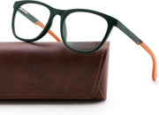 Matte Dark Green Frame / Orange Legs / 51 Millimeters | B0DGQ43JYV | FEISEDY TR90 Sports Lightweight Blue Light Glasses for Men B0232