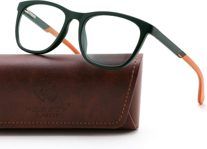 Matte Dark Green Frame / Orange Legs / 51 Millimeters | B0DGQ43JYV | FEISEDY TR90 Sports Lightweight Blue Light Glasses for Men B0232