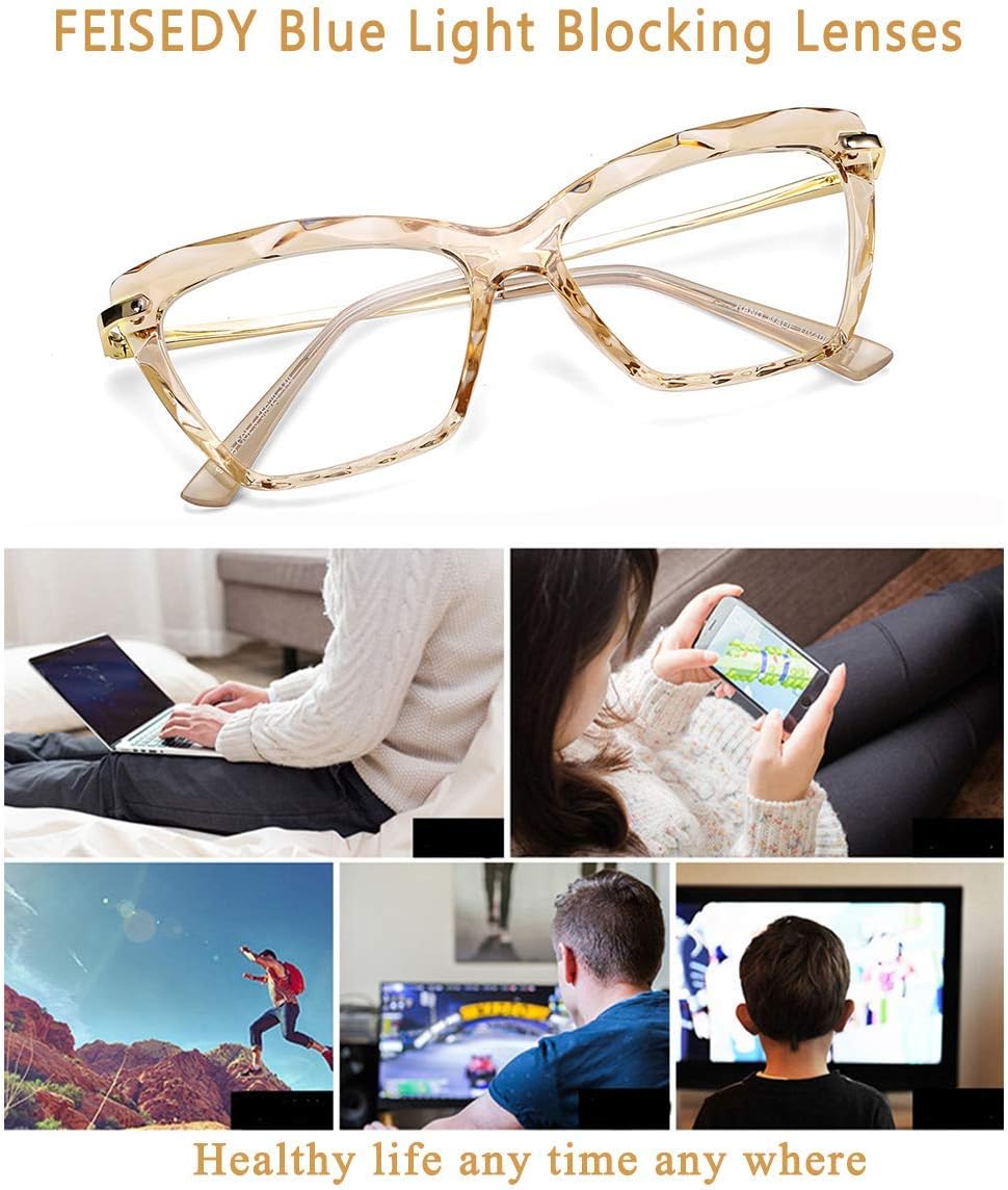 ÉÌƷͼƬ 12 | B07S9JPPPF | FEISEDY Crystal Cat Eye Glasses Frame Blue Light Blocking Computer Eyewear B2500