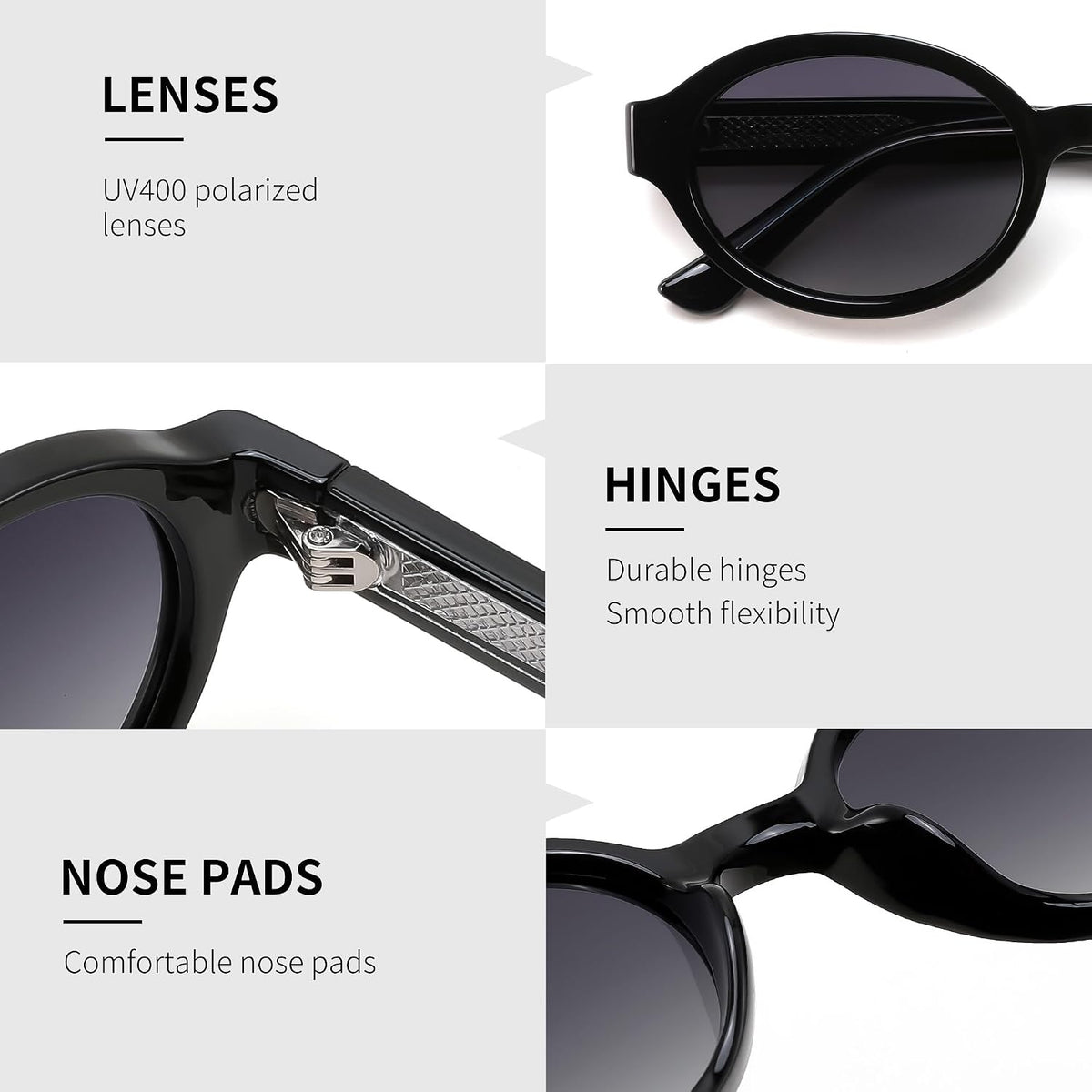 ÉÌƷͼƬ 11 | B0H1WBQD3Y | FEISEDY Retro Oval Y2K Polarized Sunglasses for Women Men B0442