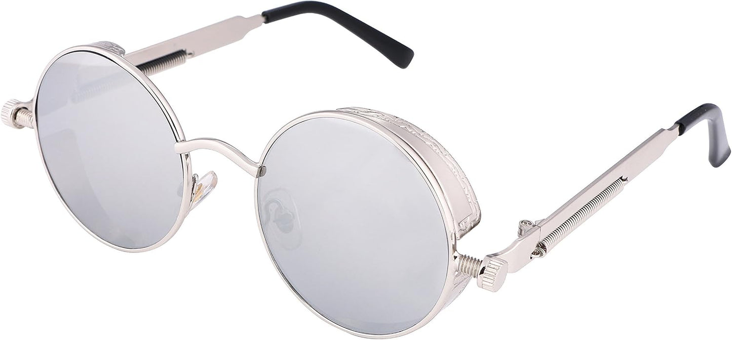 Silver/Silver / 1.9 Inches | B06XY5T6R3 | FEISEDY Retro Gothic Steampunk Sunglasses For Men Women