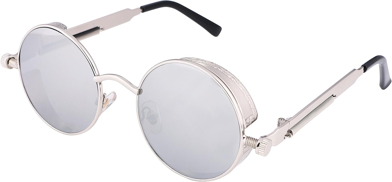Silver/Silver / 1.9 Inches | B06XY5T6R3 | FEISEDY Retro Gothic Steampunk Sunglasses For Men Women