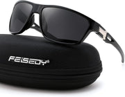 Black + Grey Lens / Medium | B0GZTL463L | FEISEDY Sport Sunglasses Polarized UV400 Protection for Men Women B1389