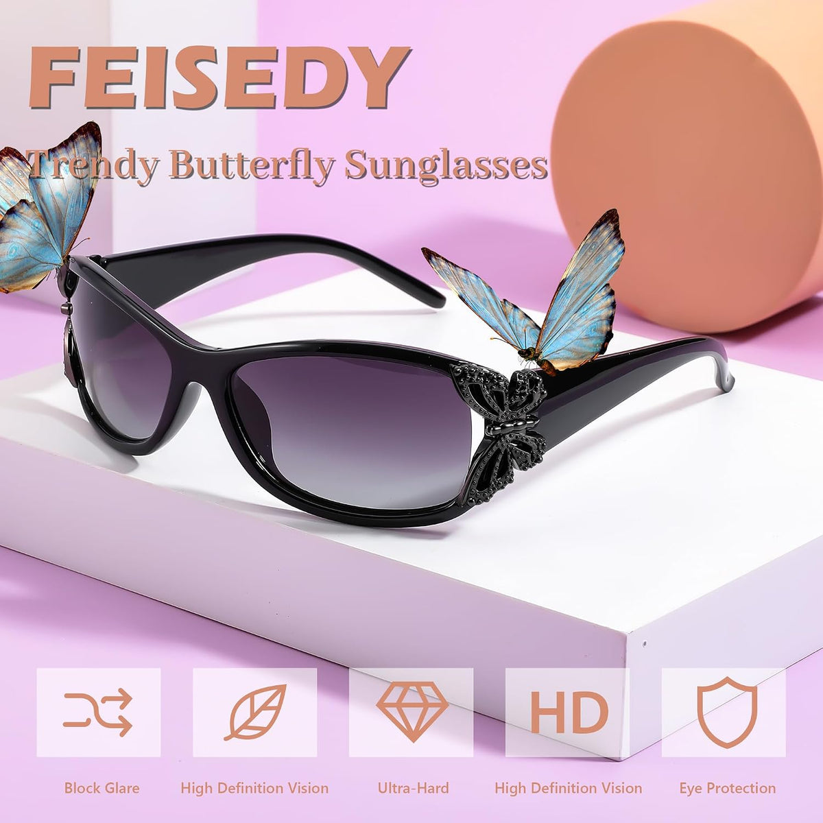 ÉÌƷͼƬ 14 | B0CNRQ7WVZ | FEISEDY Y2K Women Polarized Sunglasses Butterfly Wrap Around UV400 Shades