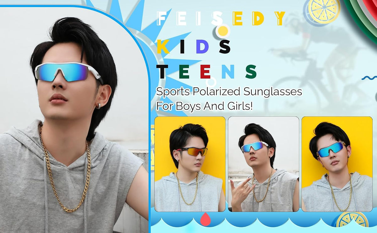 ÉÌƷͼƬ 45 | B07JZ18KMZ | FEISEDY Kids Polarized Sports Sunglasses, TR90 UV400 Baseball Cycling