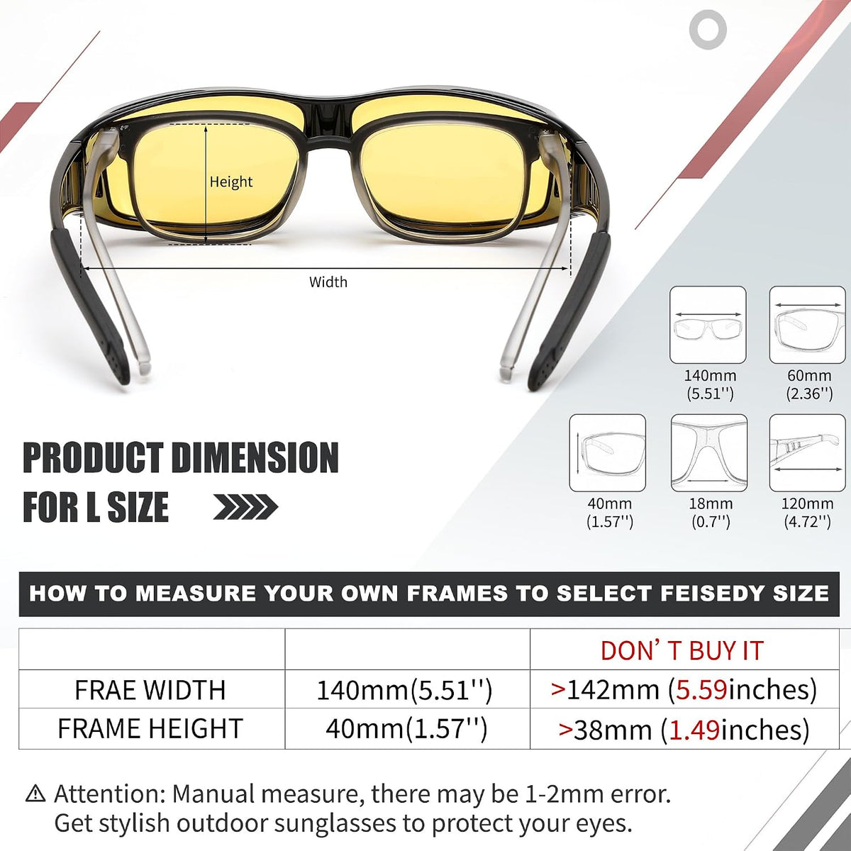 ÉÌƷͼƬ 66 | B089YRDYMP | FEISEDY Polarized Fit Over Glasses Sunglasses Men Women Wrap Around B2593