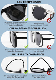 商品图片 10 | B09R13L9H4 | FEISEDY Magnetic Clip on Sunglasses TR90 Frame TAC 5pcs Replacement Lens Set Sunglasses for Men Women B2884