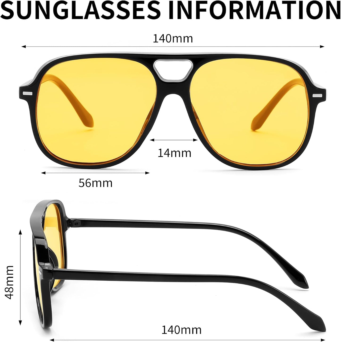 商品图片 47 | B0H1WCGC42 | FEISEDY Retro Square Aviator Sunglasses Women Men Double Bridge B0443
