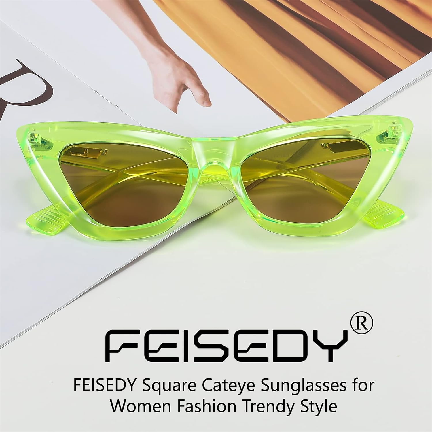 商品图片 4 | B09QKF53K5 | FEISEDY Vintage Small Cat Eye Sunglasses for Women Square Retro Cateye Eyewear B2869