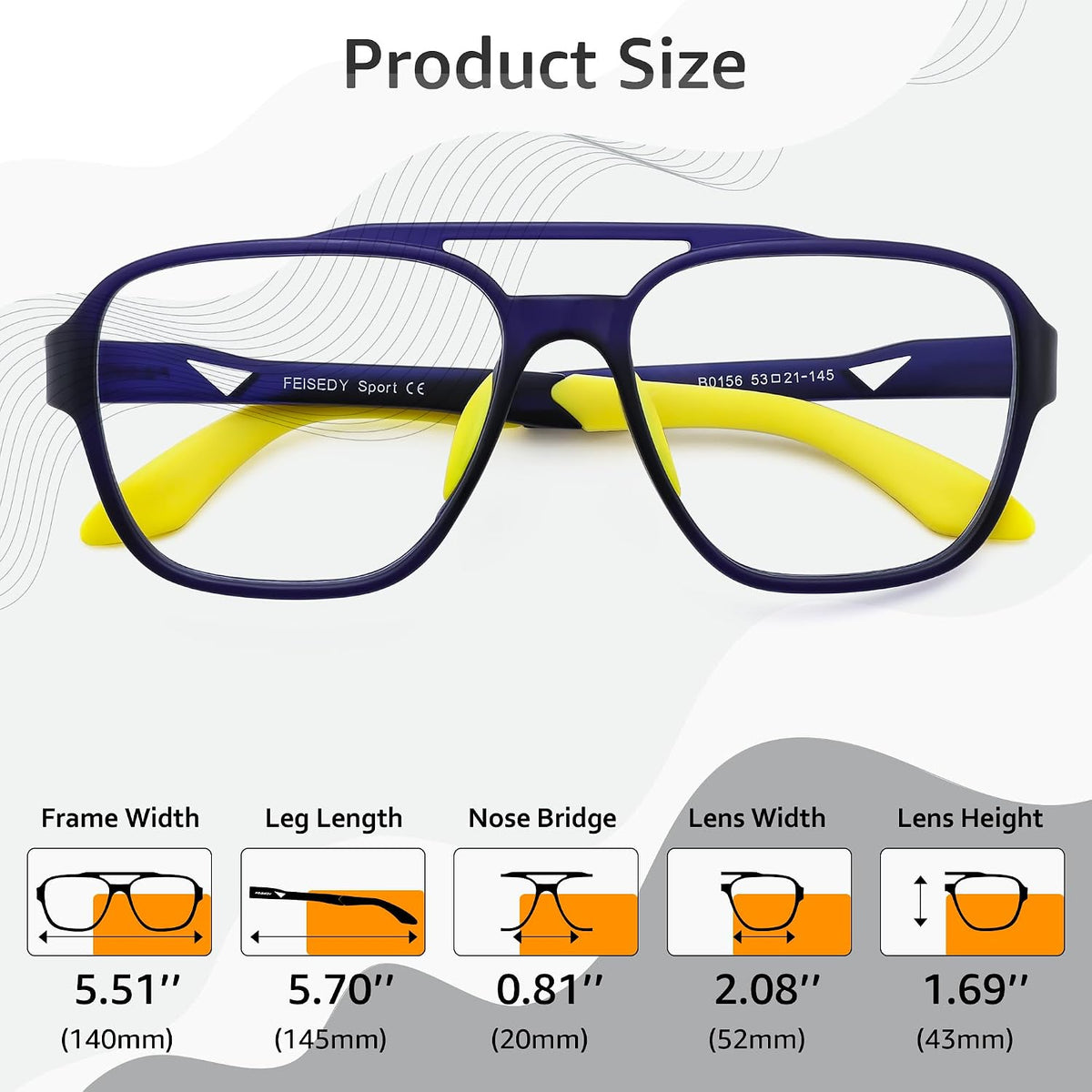 ÉÌƷͼƬ 16 | B0DR831C71 | FEISEDY Sports Blue Light Glasses for Men Lightweight Anti Slip Running Cycling Square Glasses Computer Eyeglasses B0156