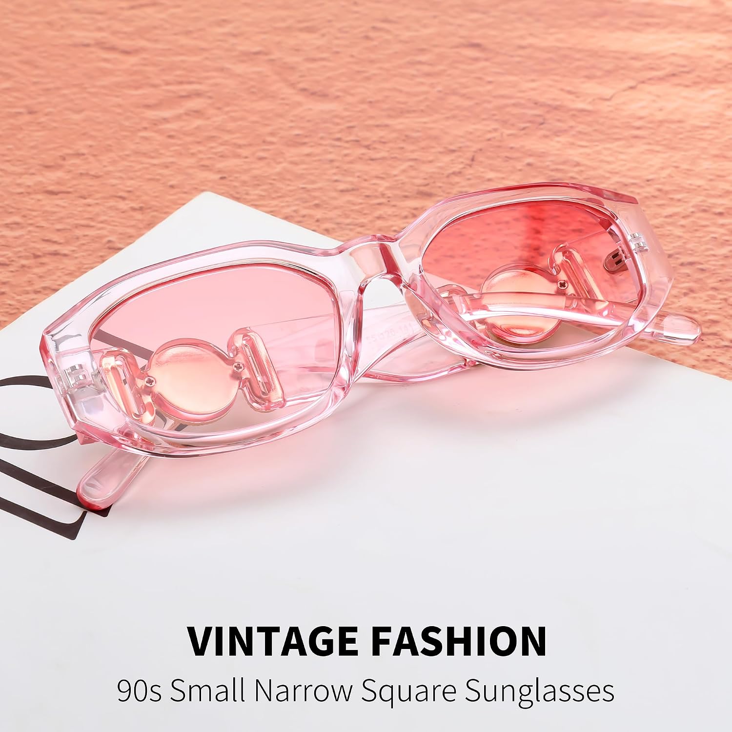 商品图片 97 | B0B5V7T75J | FEISEDY Retro Trendy Rectangle Sunglasses Women Men Narrow Shades B2322