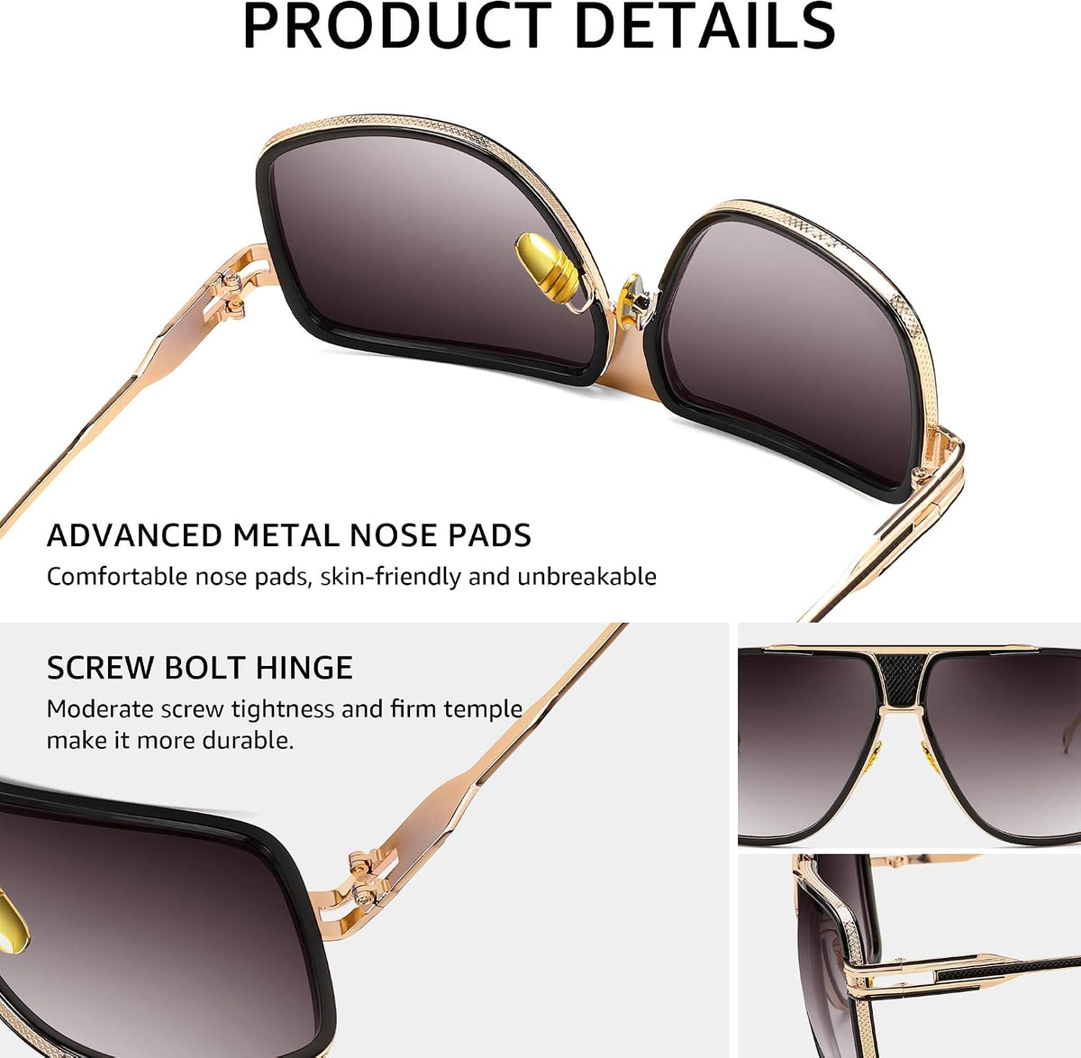 ÉÌƷͼƬ 12 | B0FLQ31HK3 | FEISEDY Sunglasses Mens Oversized Retro Metal Steampunk Shades Sunnies Fishing Driving B0272