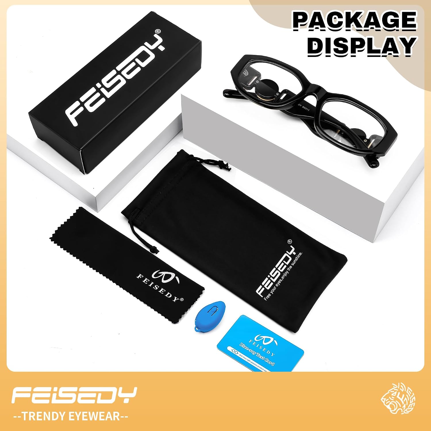 商品图片 8 | B0G34MVJQC | FEISEDY Trendy Blue Light Reading Glasses for Women and Men B0317 | Vintage 90s Anti-Glare Readers
