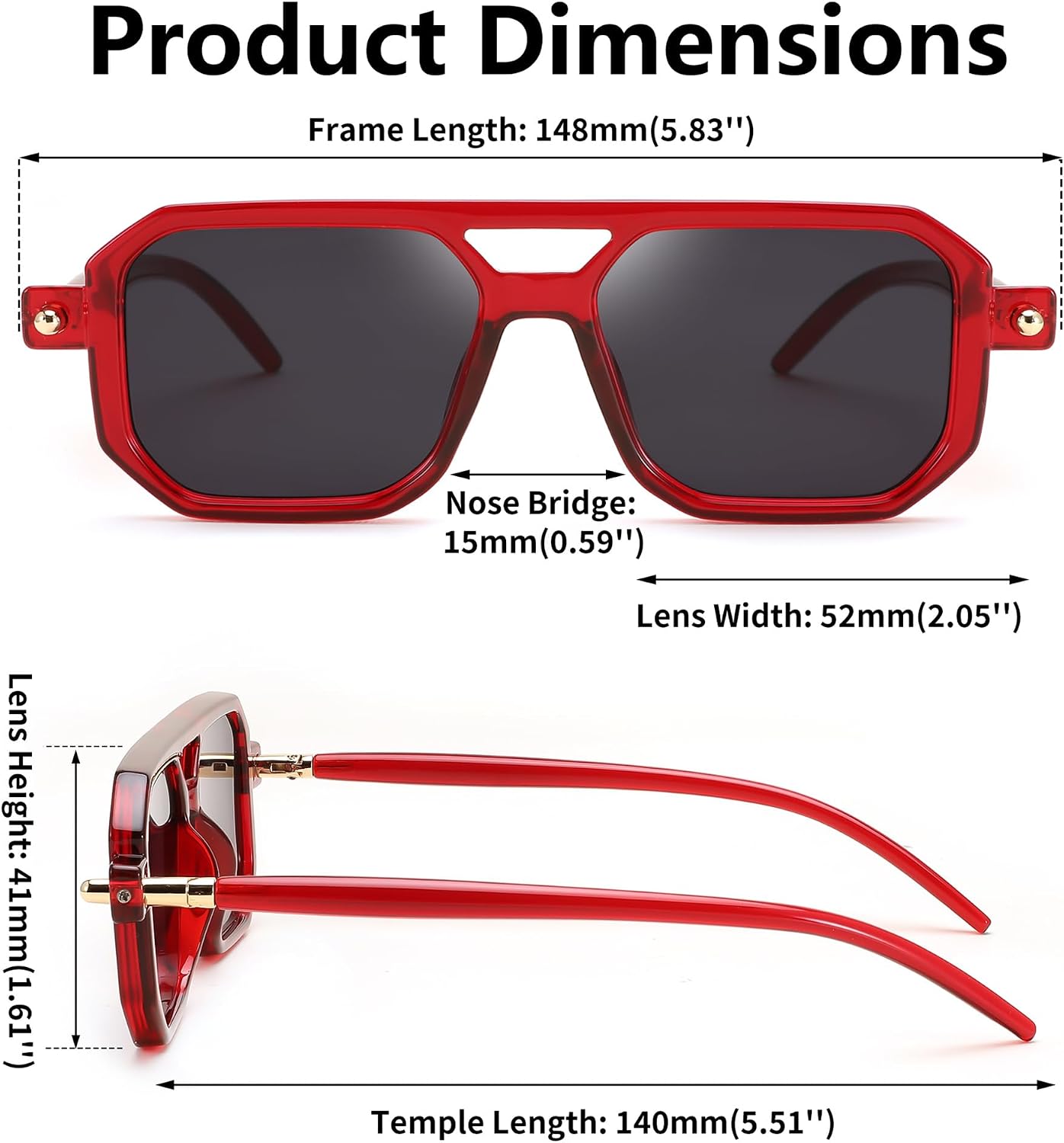 商品图片 101 | B09YTJ4FQZ | FEISEDY Vintage Square 70s Flat Aviator Sunglasses Women Men Classic Retro Stylish Frame UV400 Sunglasses B2622