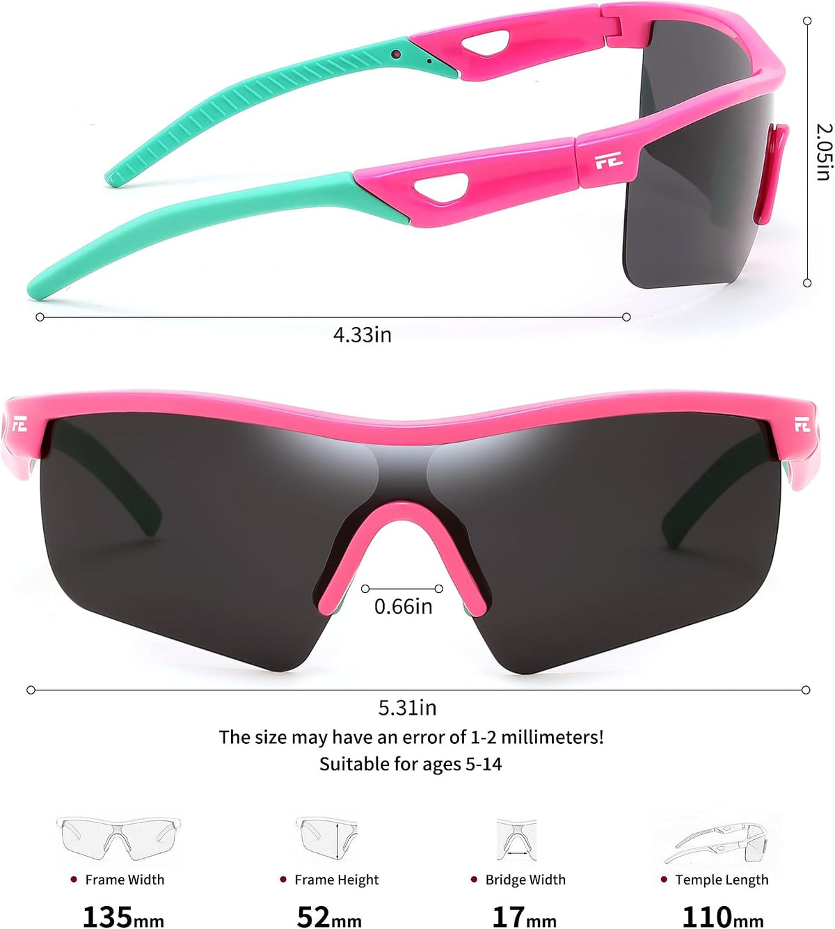 ÉÌƷͼƬ 97 | B07JZ18KMZ | FEISEDY Kids Polarized Sports Sunglasses, TR90 UV400 Baseball Cycling