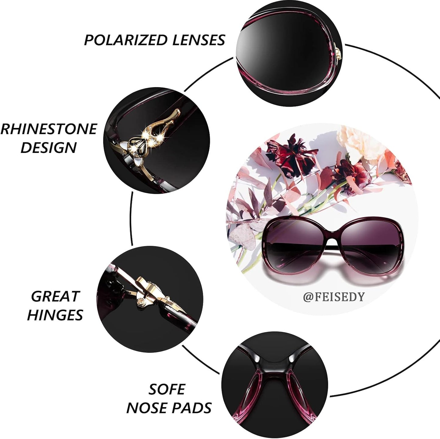 商品图片 18 | B08S7G8RRP | FEISEDY Oversized Polarized Sunglasses Women Men Large Shades B2730