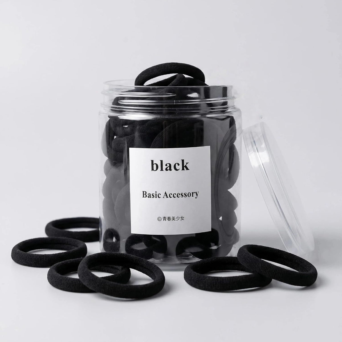 Black | B0GZK6JYYP | 50PCS Black Hair Ties, Seamless No Damage Cotton Elastic Hair Bands, Soft Ponytail Holders for Thick Curly Heavy Hair