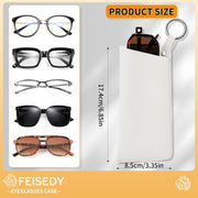 ÉÌƷͼƬ 27 | B0FKBLV8J9 | FEISEDY 2Pack Portable Glasses Case with Clip Hook, Soft Leather Eyeglass case Bag, Slim Sunglasses Pouch B0313