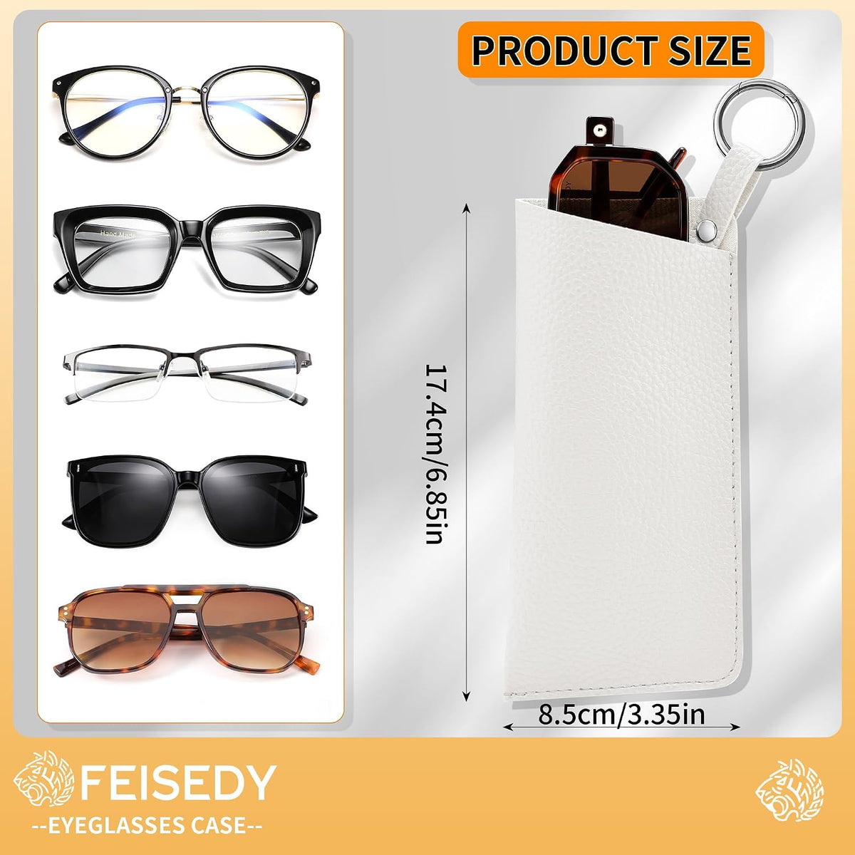 ÉÌƷͼƬ 27 | B0FKBLV8J9 | FEISEDY 2Pack Portable Glasses Case with Clip Hook, Soft Leather Eyeglass case Bag, Slim Sunglasses Pouch B0313