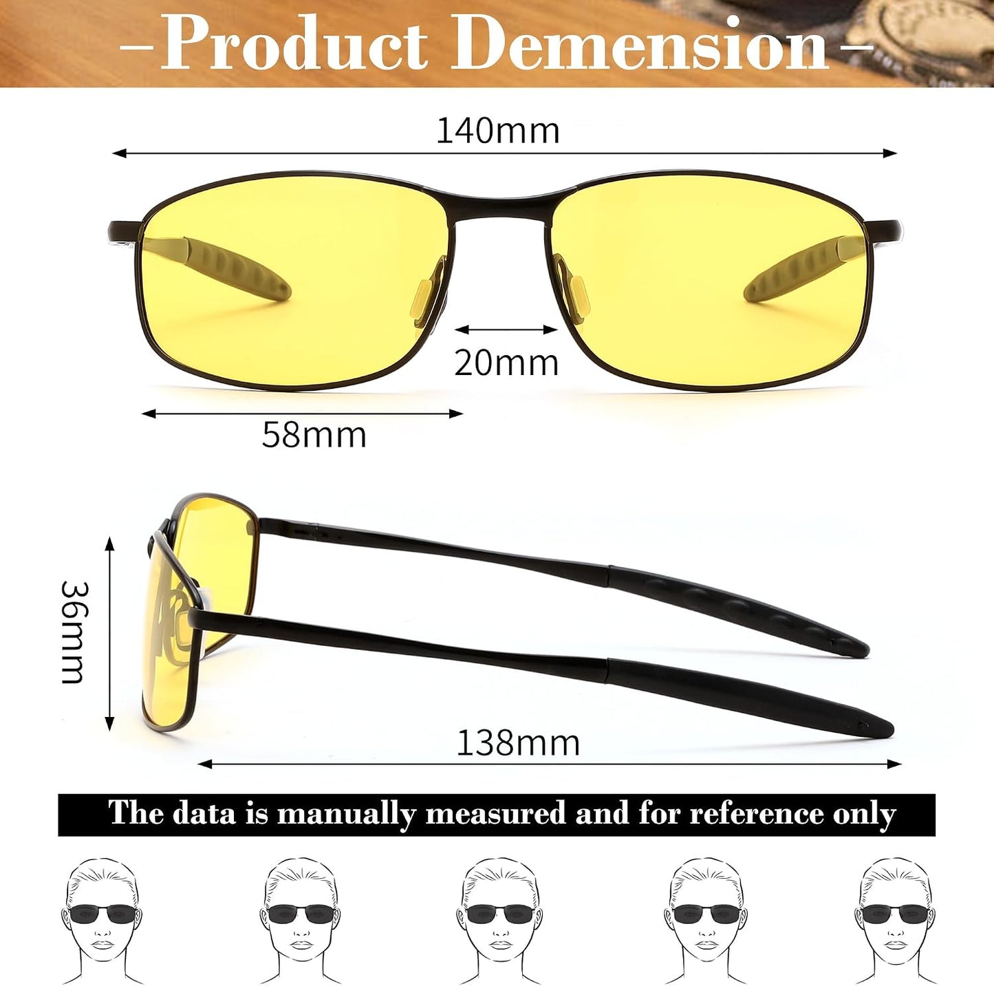 商品图片 54 | B07GSRV2H5 | FEISEDY Rectangle Polarized Square Sunglasses for Men Women B2444