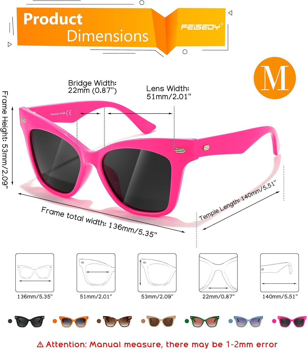 ÉÌƷͼƬ 20 | B0CJNSZC8B | FEISEDY Trendy Polarized Sunglasses, Retro Cateye Frame for Women, UV400 Protection Shades B0009