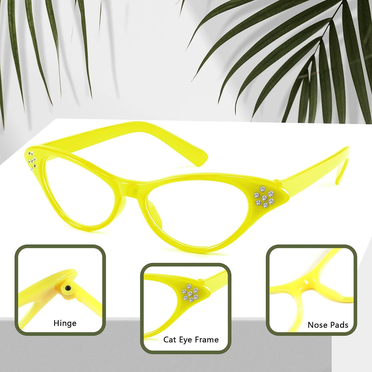 商品图片 12 | B09M8NJ7DM | FEISEDY Rhinestone Cat Eye Sunglasses for Women 50s 60s Party Style B2848