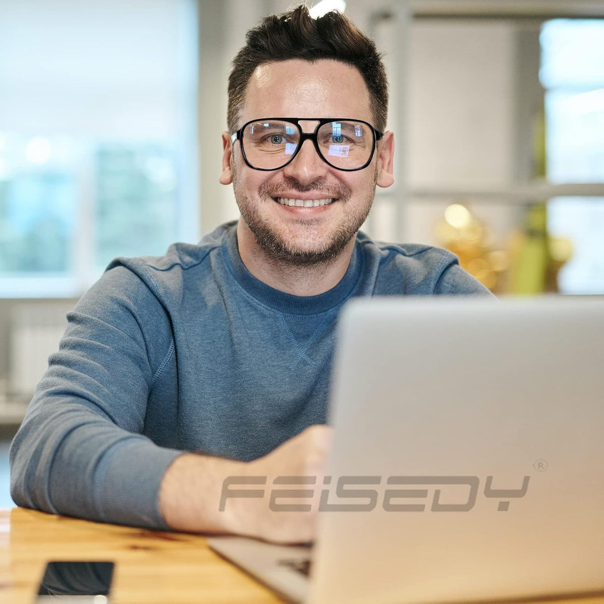 ÉÌƷͼƬ 19 | B09WZY6VWN | FEISEDY 70s Aviator Glasses Frame Blue Light Blocking Glasses Oversized Square Computer Glasses Women Men B2888