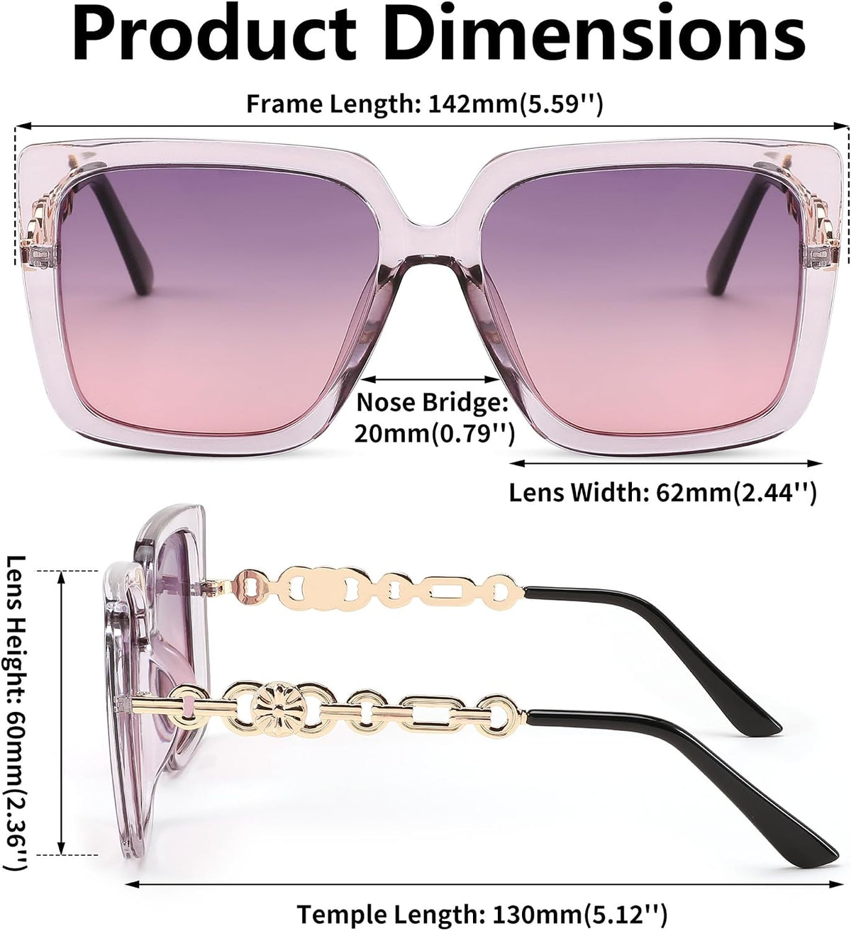 ÉÌƷͼƬ 33 | B08HVPGJW5 | FEISEDY Sunglasses Womens Trendy, Oversized Square Shades, Pearl Inlay Cat Eye Frame UV400 Protection B2625