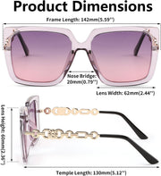 ÉÌƷͼƬ 33 | B08HVPGJW5 | FEISEDY Sunglasses Womens Trendy, Oversized Square Shades, Pearl Inlay Cat Eye Frame UV400 Protection B2625