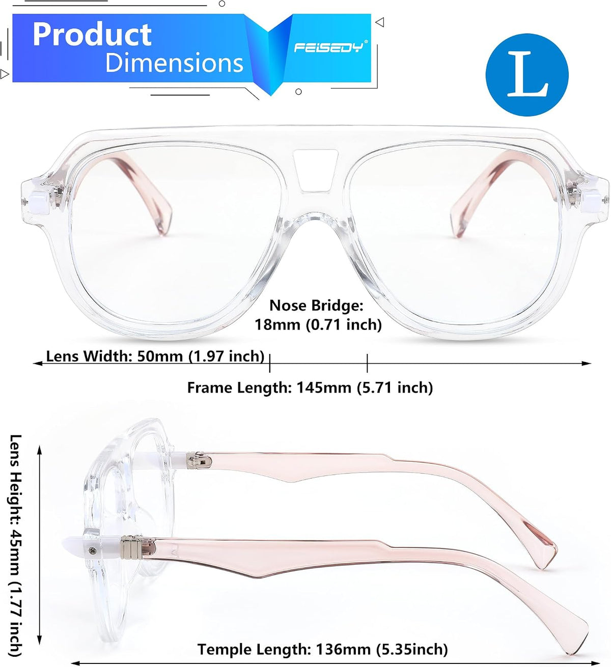 ÉÌƷͼƬ 38 | B0CFFB9X5W | FEISEDY Aviator Frame Glasses for Women Men Blue Light Blocking Glasses Anti Glare Computer Eyeglasses B0039