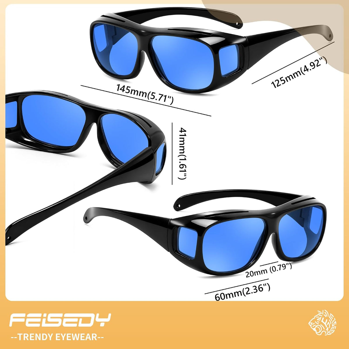 ÉÌƷͼƬ 22 | B0FWBRF3SR | FEISEDY Fit Over Glasses Sunglasses, Work Safety Goggles for Men Women, Wrap Around Sunglasses Outdoors B0343