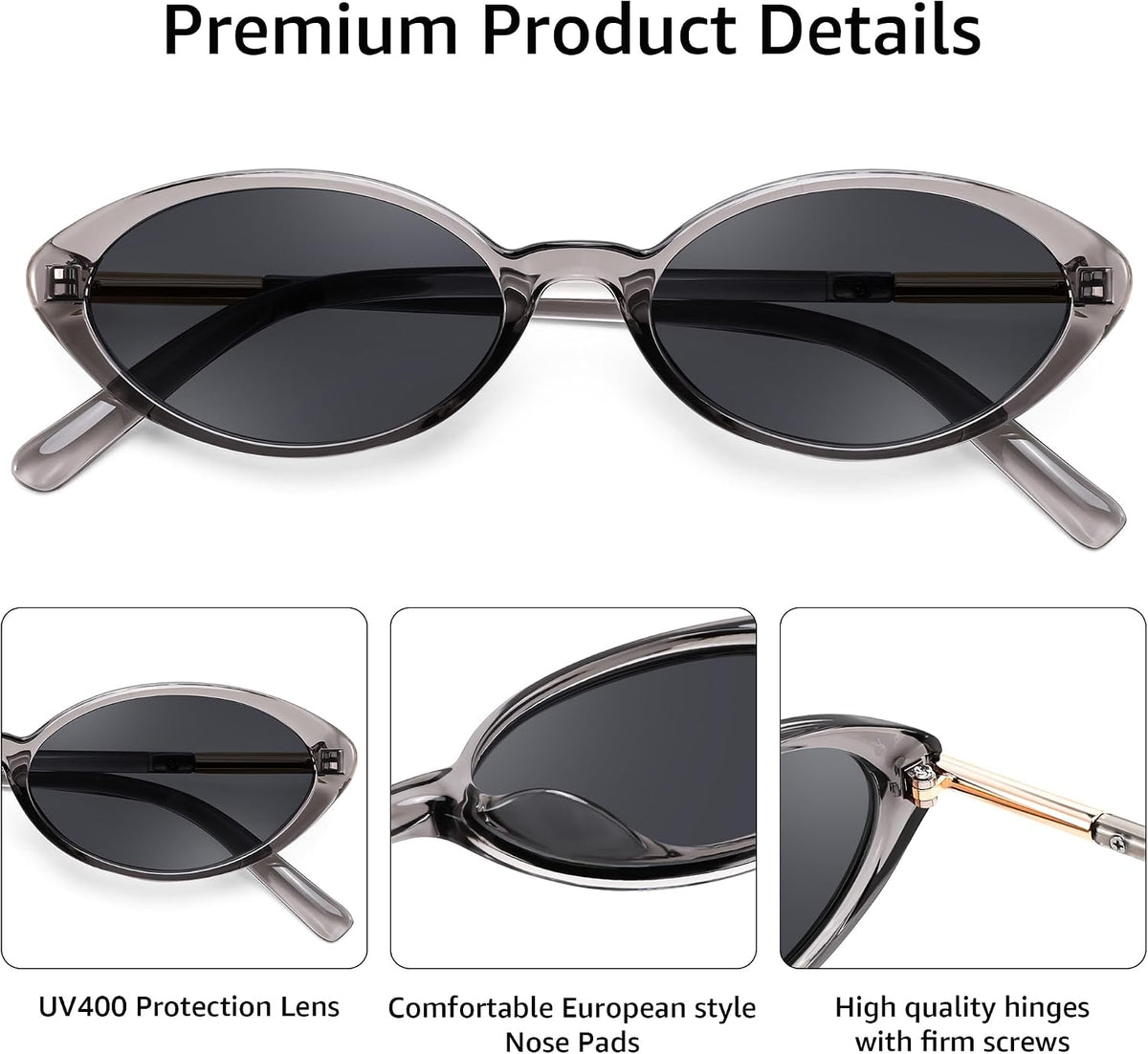 ÉÌƷͼƬ 28 | B0H2VP4ZBG | FEISEDY Oval Cat Eye Sunglasses for Women, 90s Narrow Y2K Shades B0435
