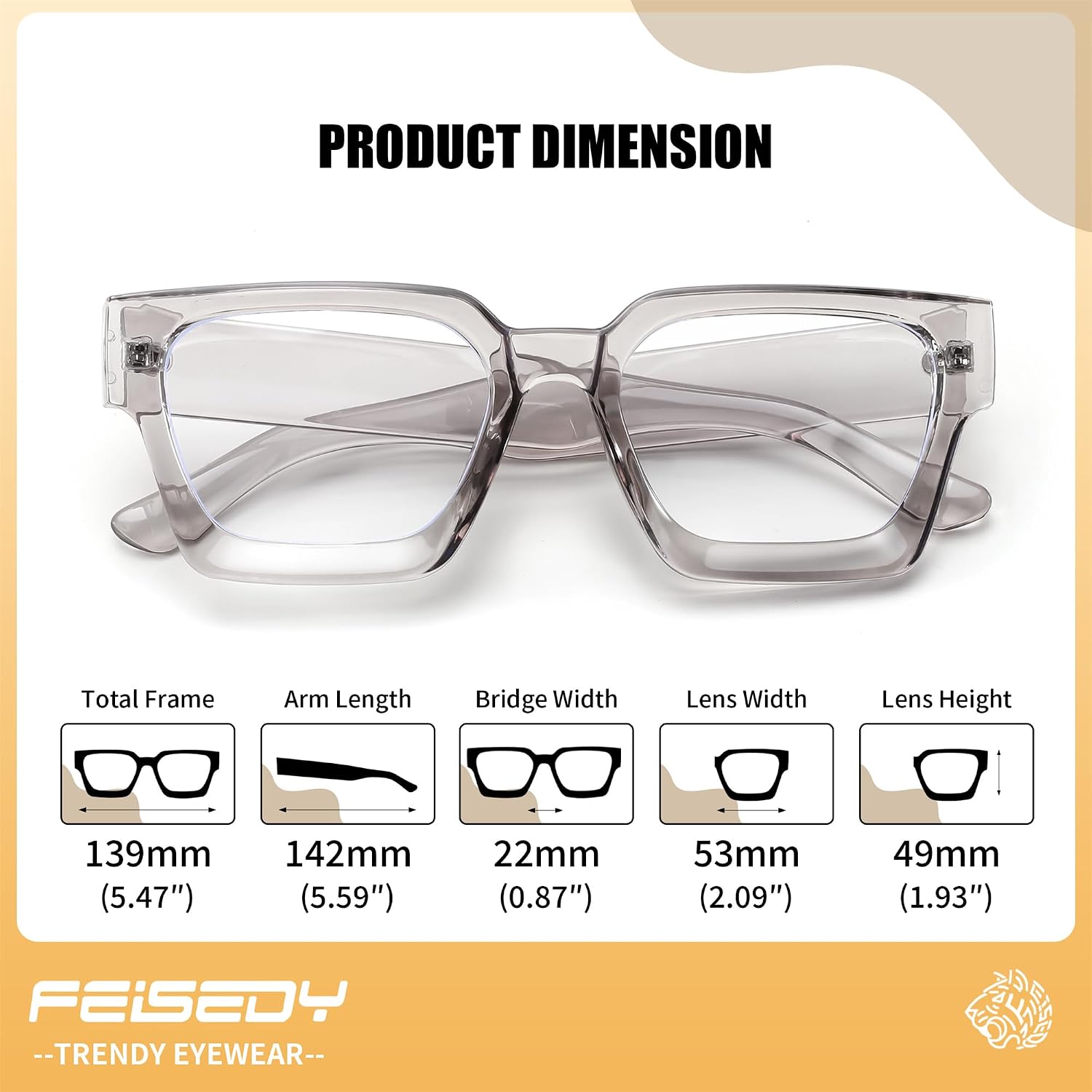 商品图片 30 | B0DXDYMMPM | FEISEDY Retro Blue Light Blocking Glasses for Women Men 90s Classic Rectangle Frame Thick Chic Computer Eyeglasses B2383R