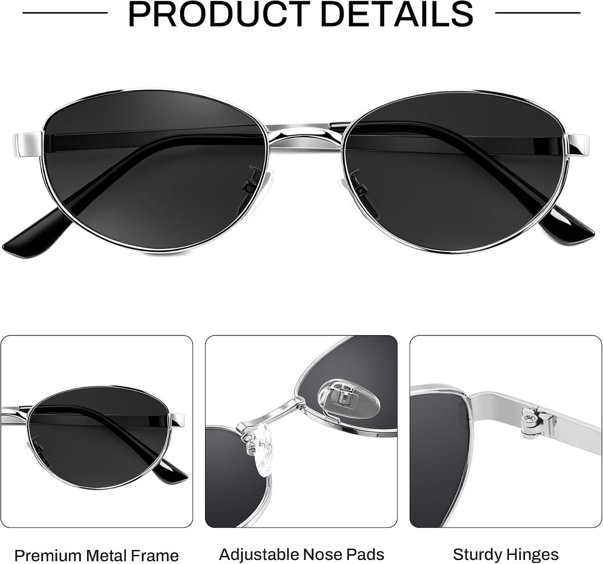 ÉÌƷͼƬ 18 | B0GVDQNHD2 | FEISEDY Oval Metal Sunglasses for Women and Men, Classic UV400 Protection Shades Retro Trendy Driving Fishing Eyewear B0430