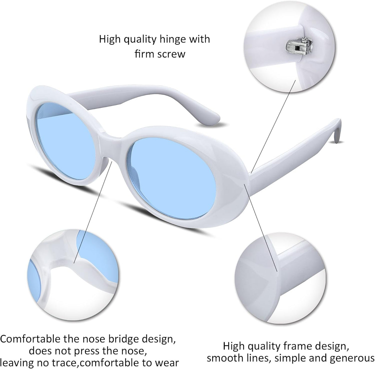 ÉÌƷͼƬ 86 | B074H8KFSZ | FEISEDY Sunglasses White Oval Clout Goggles for Women Men Retro Round Trendy Rimmed Clueless Costume Frame B2253