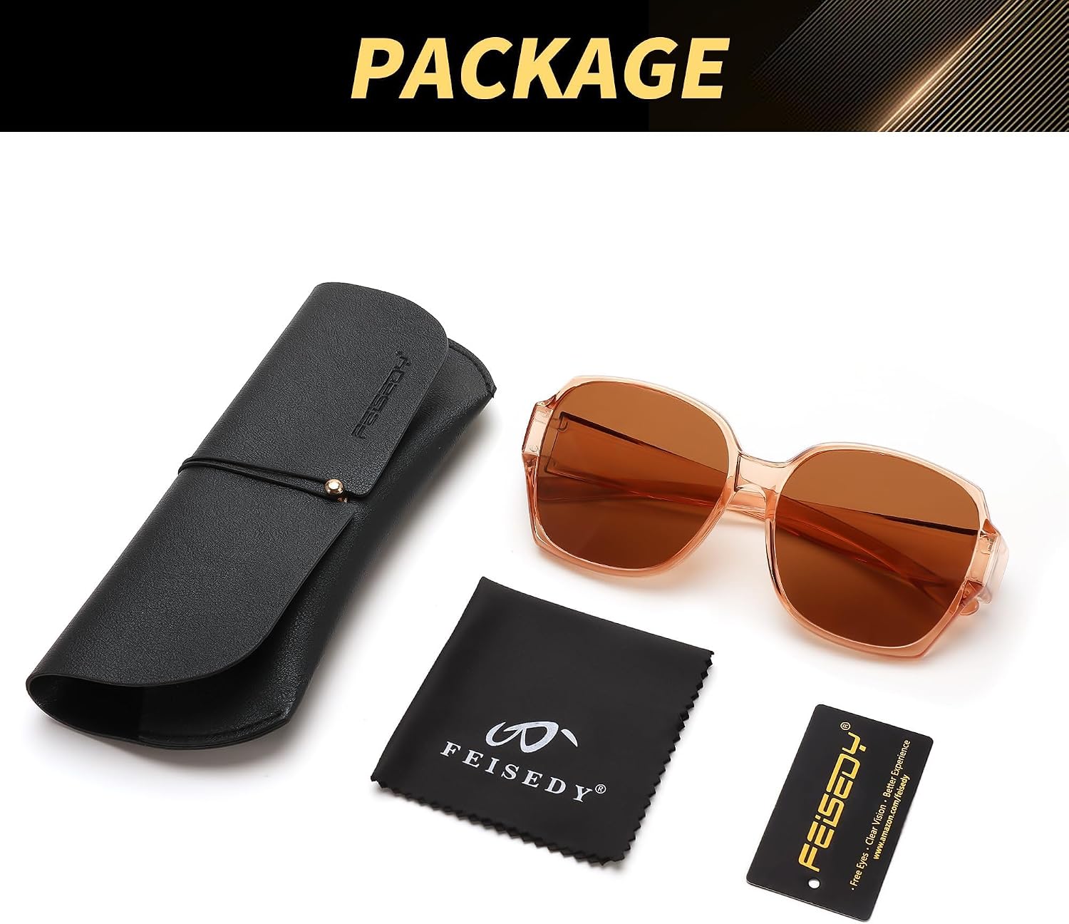 商品图片 23 | B0CPJ88KXS | FEISEDY Fit Over Glasses Sunglasses Polarized for Women Sunglasses Over Prescription Glasses Oversized UV Protection B1114