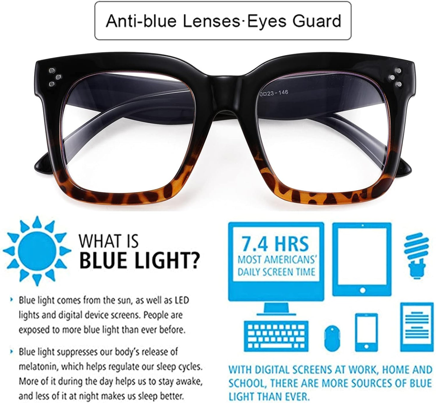 商品图片 14 | B08ZMQ47KD | FEISEDY Blue Light Blocking Reading Glasses Oversized Readers Designer Luxury Square Eyewear Frame B2695FR
