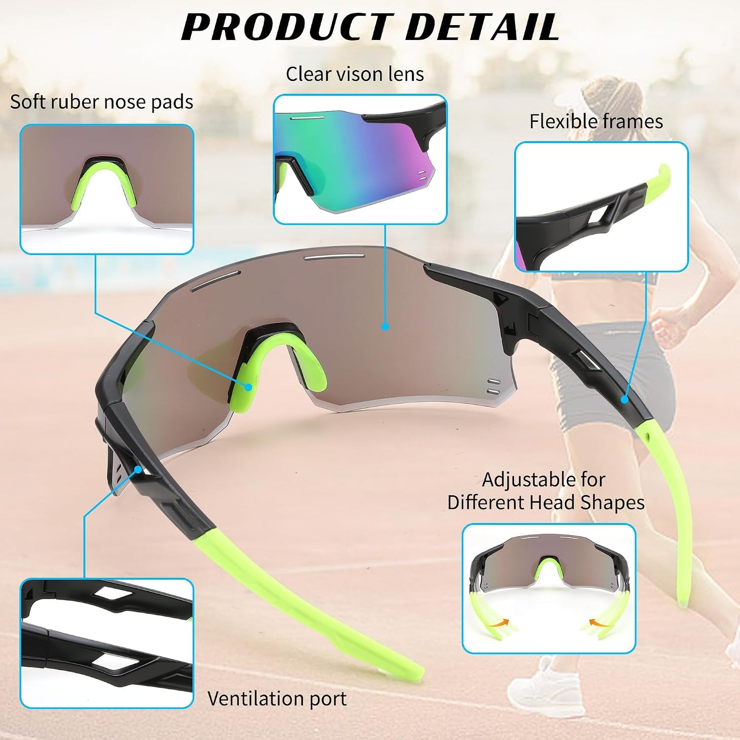商品图片 25 | B0DB5PJ1BJ | FEISEDY Cycling Glasses Sports Sunglasses for Men Women, Youth Kids Baseball Softball Running Sunglasses B0223