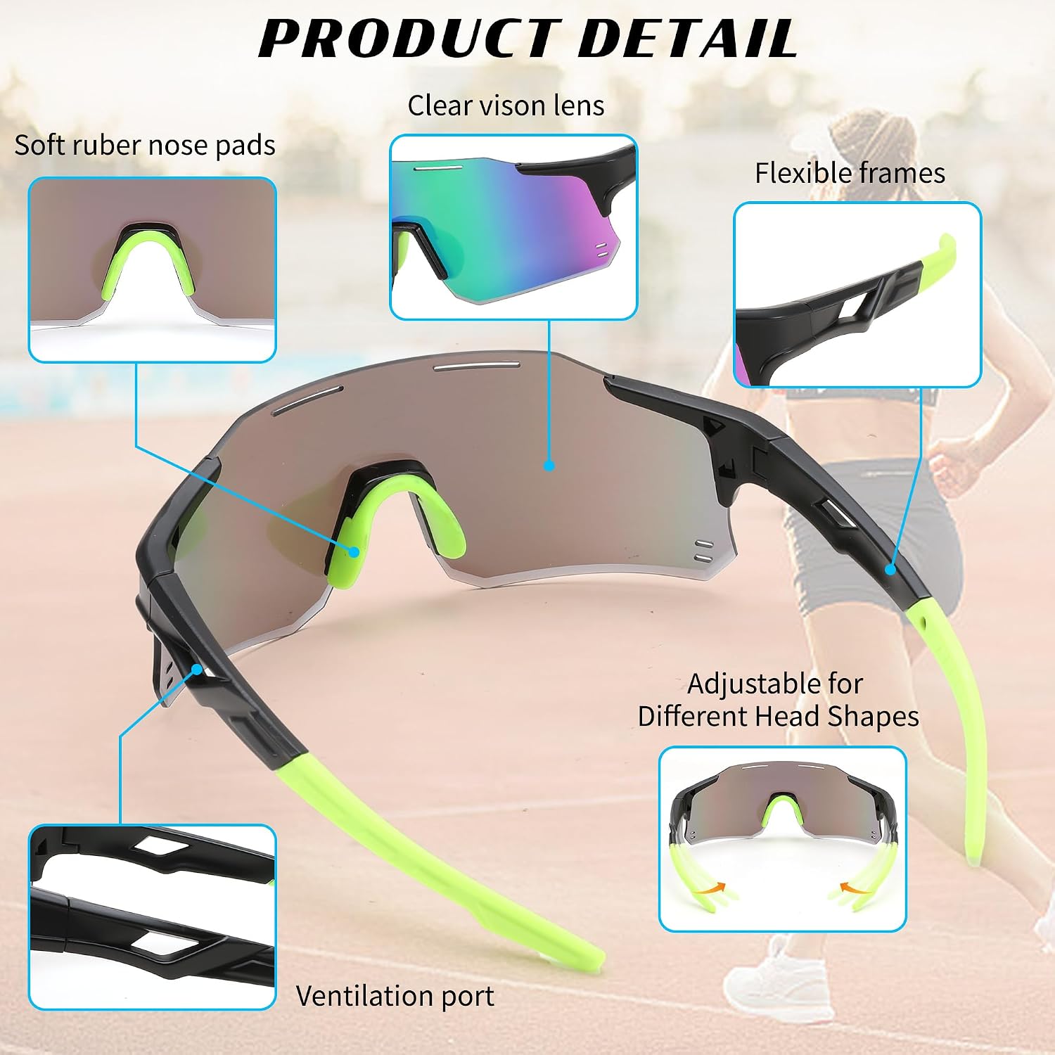 商品图片 25 | B0DB5PJ1BJ | FEISEDY Cycling Glasses Sports Sunglasses for Men Women, Youth Kids Baseball Softball Running Sunglasses B0223