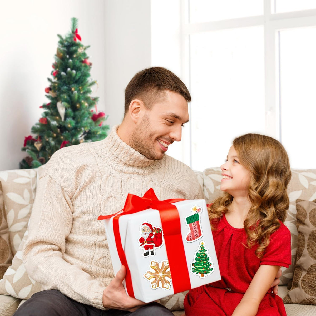 商品图片 7 | B0FY4TDGSH | 50PCS Christmas Theme Stickers for Cards & Crafts, Vinyl Waterproof Xmas Holiday Stickers Festive Gifts for Kids and Teens