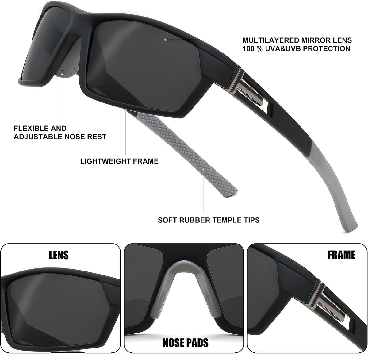 ÉÌƷͼƬ 4 | B0CWV23RCP | FEISEDY Polarized Sports Sunglasses for Men Women Youth Baseball Cycling Running Glasses UV400 Protection B0135