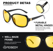 ÉÌƷͼƬ 39 | B081YY5RM3 | FEISEDY Classic Womens Night Glasses Driving Anti Glare Wrap Around Yellow Sunglasses B2548