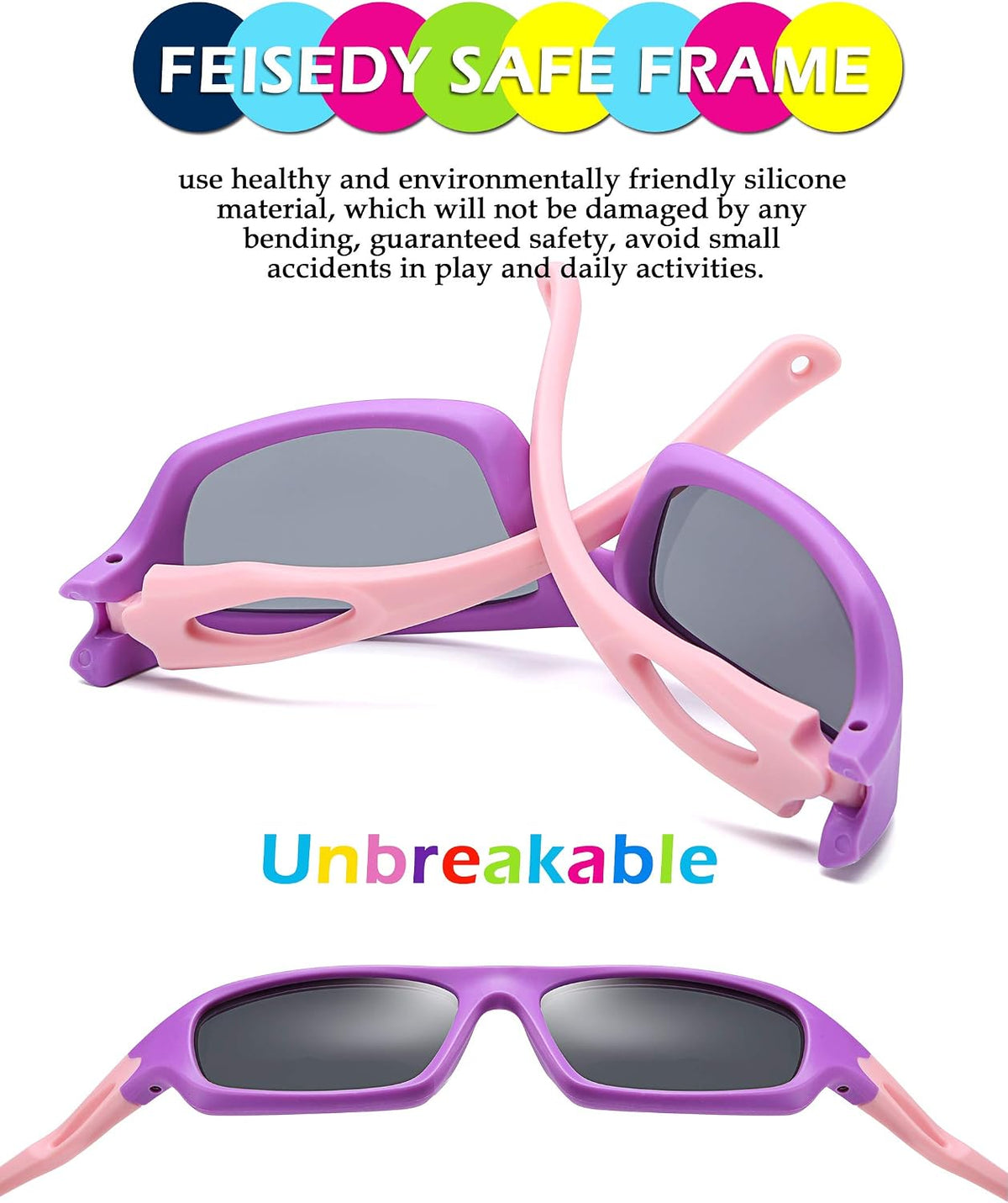 ÉÌƷͼƬ 21 | B07JM1DLHS | FEISEDY Kids Polarized Sport Sunglasses Rubber Frame Boys Girls 3 to 12 Age Children Gift B2453