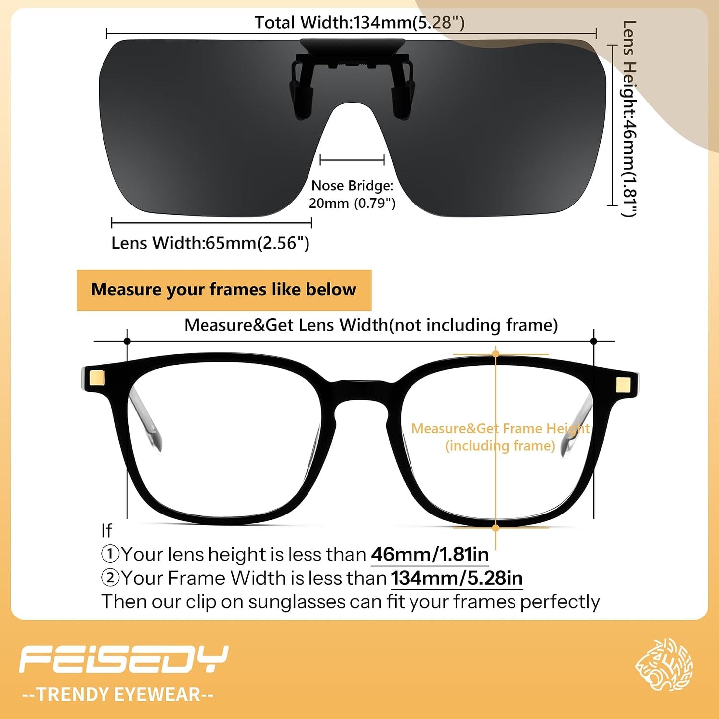 商品图片 6 | B0FX3Q74X7 | FEISEDY Clip-on Flip Up Rimless One Piece Sunglasses for Glasses TAC Lenses B0345